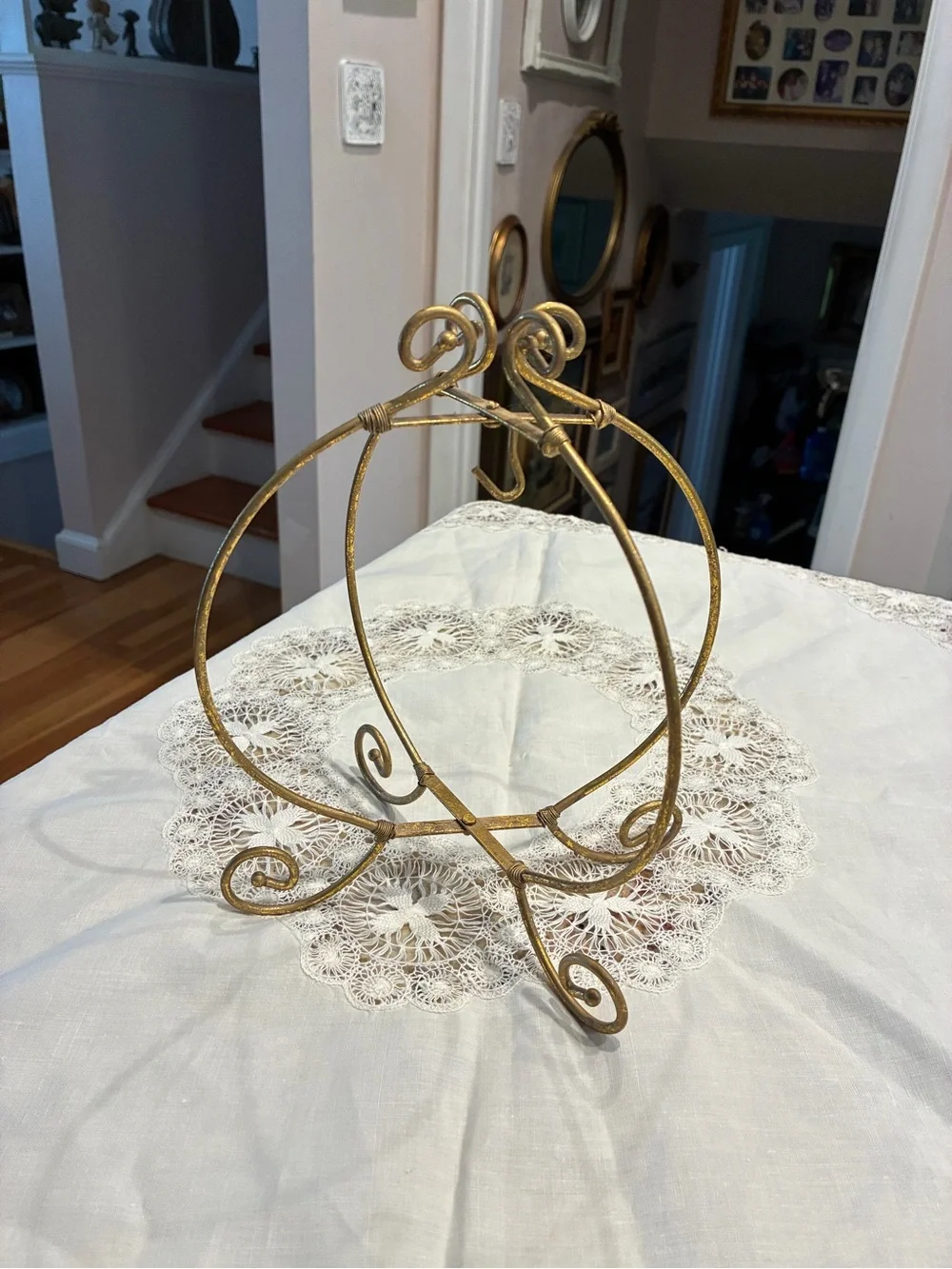Vintage Pier One Ornate Gold Metal Ornament Holder Stand